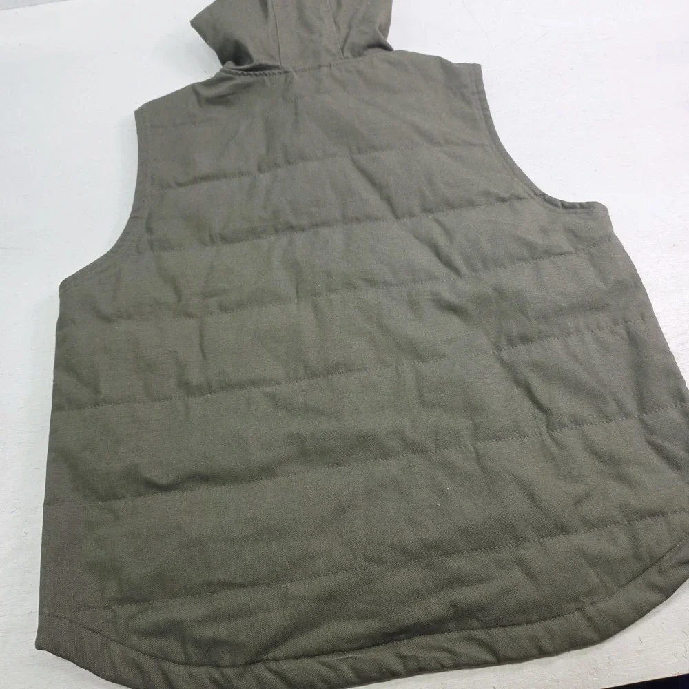 Wrangler Workwear Green Canvas Hooded Sleeveless Zip Vest Jacket Men's‎ 2XL EUC
